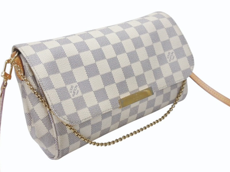 LOUIS VUITTON ルイヴィトン ショルダーバッグ N41277 フェイボリットPM ダミエ アズール ホワイト ゴールド金具 美品 中古 4b004689