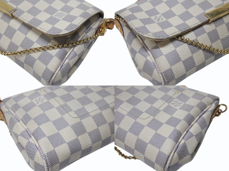 LOUIS VUITTON ルイヴィトン ショルダーバッグ N41277 フェイボリットPM ダミエ アズール ホワイト ゴールド金具 美品 中古 4b004689