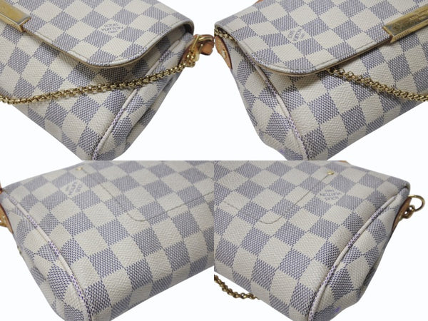 LOUIS VUITTON ルイヴィトン ショルダーバッグ N41277 フェイボリットPM ダミエ アズール ホワイト ゴールド金具 美品 中古 4b004689