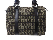 画像をギャラリービューアに読み込む, FENDI フェンディ ズッカ柄 ハンドバッグ ミニボストンバッグ型 キャンバス レザー ブラック ブラウン ベージュ 美品 中古 4b004703