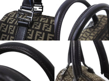 画像をギャラリービューアに読み込む, FENDI フェンディ ズッカ柄 ハンドバッグ ミニボストンバッグ型 キャンバス レザー ブラック ブラウン ベージュ 美品 中古 4b004703