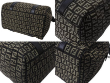 画像をギャラリービューアに読み込む, FENDI フェンディ ズッカ柄 ハンドバッグ ミニボストンバッグ型 キャンバス レザー ブラック ブラウン ベージュ 美品 中古 4b004703