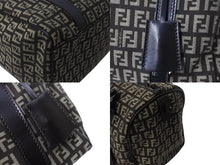 画像をギャラリービューアに読み込む, FENDI フェンディ ズッカ柄 ハンドバッグ ミニボストンバッグ型 キャンバス レザー ブラック ブラウン ベージュ 美品 中古 4b004703