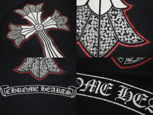 Load image into Gallery viewer, CHROME HEARTS クロムハーツ オールド サーマル ロングスリーブTシャツ ダブルCHクロス ブラック レッド ホワイト サイズL 美品 中古 4b004707
