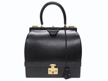 画像をギャラリービューアに読み込む, HERMES エルメス ヴィンテージ STEEL VANITY BAG サック マレット スティール バニティ ハンドバッグ ボックスカーフ ブラック ゴールド金具 美品 中古 4b004728