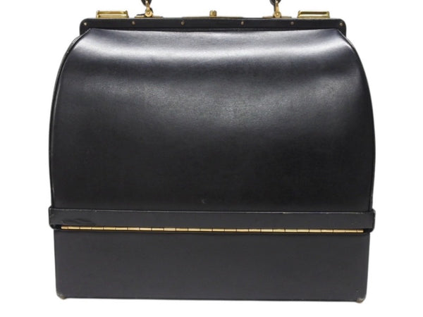 HERMES エルメス ヴィンテージ STEEL VANITY BAG サック マレット スティール バニティ ハンドバッグ ボックスカーフ ブラック ゴールド金具 美品 中古 4b004728