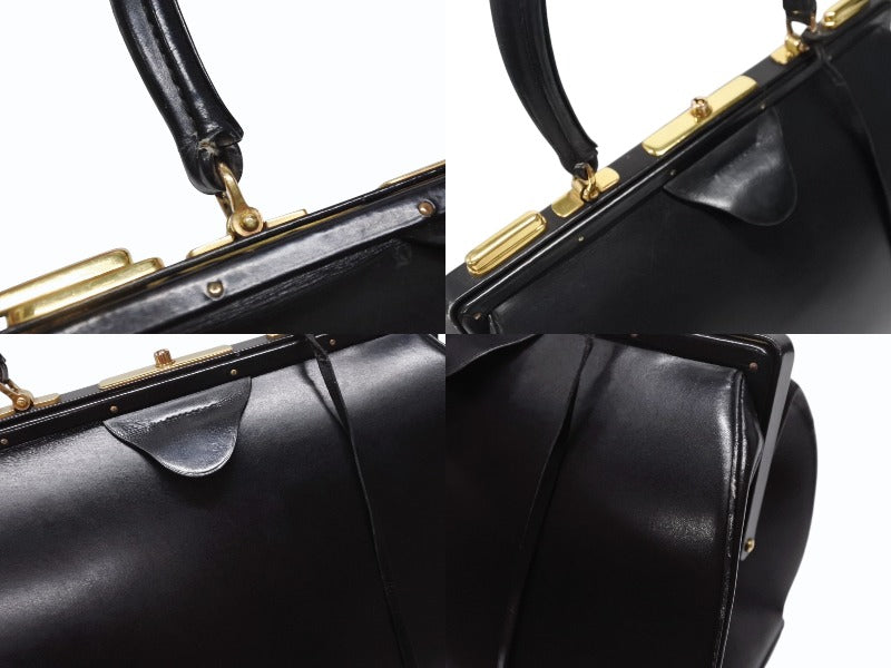 HERMES エルメス ヴィンテージ STEEL VANITY BAG サック マレット スティール バニティ ハンドバッグ ボックスカーフ ブラック ゴールド金具 美品 中古 4b004728
