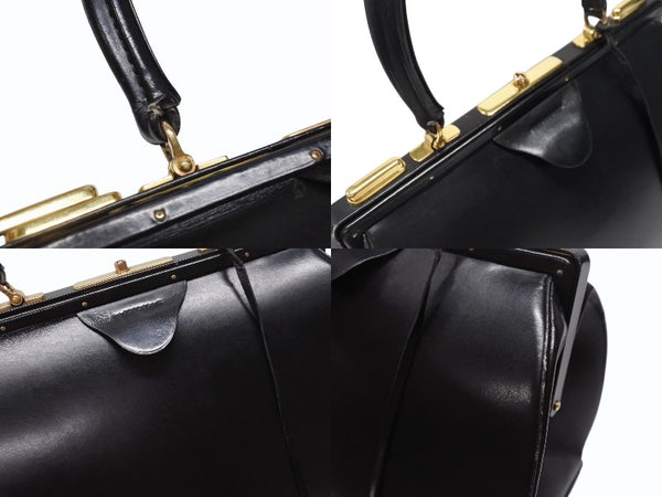 HERMES エルメス ヴィンテージ STEEL VANITY BAG サック マレット スティール バニティ ハンドバッグ ボックスカーフ ブラック ゴールド金具 美品 中古 4b004728