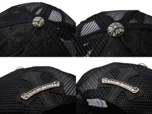 Load image into Gallery viewer, CHROME HEARTS クロムハーツ セメタリークロスパッチ トラッカーキャップ ONE SIZE レザー シルバー925 ブラック 美品 中古 4b004734