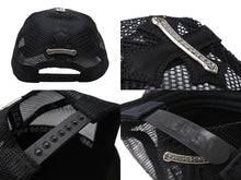Load image into Gallery viewer, CHROME HEARTS クロムハーツ セメタリークロスパッチ トラッカーキャップ ONE SIZE レザー シルバー925 ブラック 美品 中古 4b004734