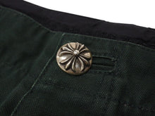 Load image into Gallery viewer, CHROME HEARTS クロムハーツ コットンパンツ サイズ34 クロスボールボタン ホースシュー シルバー925 グリーン 美品 中古 4b004742
