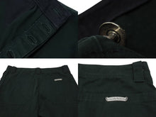 Load image into Gallery viewer, CHROME HEARTS クロムハーツ コットンパンツ サイズ34 クロスボールボタン ホースシュー シルバー925 グリーン 美品 中古 4b004742
