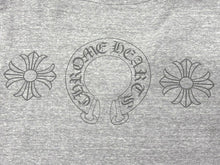 画像をギャラリービューアに読み込む, CHROME HEARTS クロムハーツ 半袖Ｔシャツ ホースシュー RN#95024 グレー コットン ポリエステル レーヨン サイズM 美品 中古 4b004743