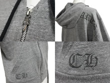 画像をギャラリービューアに読み込む, CHROME HEARTS クロムハーツ パーカー バックアーチロゴプリント ダガージップ RN#95024 ポリエステル コットン レーヨン グレー サイズM 美品 中古 4b004745