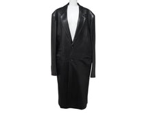 画像をギャラリービューアに読み込む, HERMES エルメス ヴィンテージ レザー ロングコート アウター ラムスキン ブラック サイズ58 美品 中古 4b004754