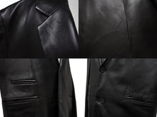 画像をギャラリービューアに読み込む, HERMES エルメス ヴィンテージ レザー ロングコート アウター ラムスキン ブラック サイズ58 美品 中古 4b004754