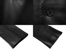 画像をギャラリービューアに読み込む, HERMES エルメス ヴィンテージ レザー ロングコート アウター ラムスキン ブラック サイズ58 美品 中古 4b004754
