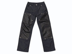 極美品 CHROME HEARTS クロムハーツ ダブルニーパンツ サイズ25 CHクロスレザーパッチ シルバー925 ブラック 中古 4b004761