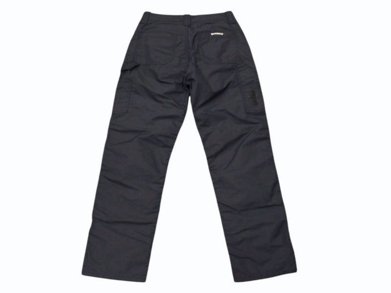 極美品 CHROME HEARTS クロムハーツ ダブルニーパンツ サイズ25 CHクロスレザーパッチ シルバー925 ブラック 中古 4b004761