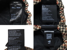 Load image into Gallery viewer, MIUMIU ミュウミュウ ベレー帽 千鳥柄 5HC075 マルチカラー ウール ポリアミド サイズS 美品 中古 4b004763