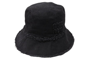 MIUMIU ミュウミュウ バケットハット デニム フリンジ ロゴパッチ