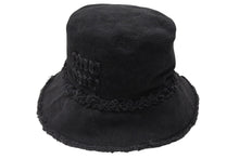 Load image into Gallery viewer, MIUMIU ミュウミュウ バケットハット デニム フリンジ ロゴパッチ 5HC1962CL4 コットン ブラック サイズS 美品 中古 4b004764