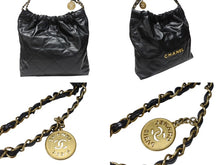 Load image into Gallery viewer, 極美品 CHANEL シャネル 22 ハンドバッグ ショルダーバッグ ランダム番台 シャイニーカーフスキン ブラック ゴールド金具 中古 4b004767