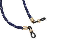 Load image into Gallery viewer, MIU MIU ミュウミュウ サングラス メガネ グラスコード ストラップ ネイビー ゴールド金具 美品 中古 4b004771