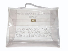 画像をギャラリービューアに読み込む, HERMES エルメス ビニール ケリー ハンドバッグ 不思議の国、エルメスへの旅 スケルトン クリア ゴールド金具 美品 中古 4b004774