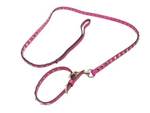 Load image into Gallery viewer, VALENTINO GARAVANI ヴァレンティノ ガラヴァーニ スタッズ 犬用リード&amp;首輪セット レザー ピンク 首輪サイズM 美品 中古 4b004775