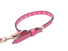 Load image into Gallery viewer, VALENTINO GARAVANI ヴァレンティノ ガラヴァーニ スタッズ 犬用リード&amp;首輪セット レザー ピンク 首輪サイズM 美品 中古 4b004775