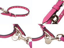 Load image into Gallery viewer, VALENTINO GARAVANI ヴァレンティノ ガラヴァーニ スタッズ 犬用リード&amp;首輪セット レザー ピンク 首輪サイズM 美品 中古 4b004775