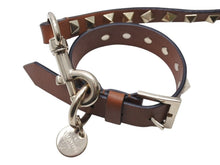 Load image into Gallery viewer, VALENTINO GARAVANI ヴァレンティノ ガラヴァーニ スタッズ 犬用リード&amp;首輪セット レザー ブラウン 首輪サイズS 美品 中古 4b004776