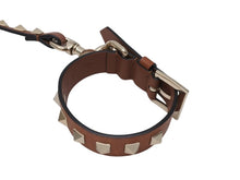 Load image into Gallery viewer, VALENTINO GARAVANI ヴァレンティノ ガラヴァーニ スタッズ 犬用リード&amp;首輪セット レザー ブラウン 首輪サイズS 美品 中古 4b004776