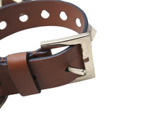 Load image into Gallery viewer, VALENTINO GARAVANI ヴァレンティノ ガラヴァーニ スタッズ 犬用リード&amp;首輪セット レザー ブラウン 首輪サイズS 美品 中古 4b004776