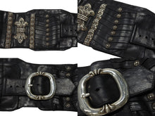 画像をギャラリービューアに読み込む, CHROME HEARTS クロムハーツ チャンピオンベルト 希少 BSフレア スター タイニークロス クロスボール ガスリンガー レザー シルバ−925 ブラック 美品 中古 4b004779