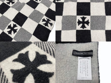 Load image into Gallery viewer, CHROME HEARTS クロムハーツ BREAK THE ICE CASHMERE BLANKET CHプラスレザーパッチ チェッカードカシミヤブランケット 美品 中古 4b004785
