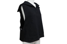 Load image into Gallery viewer, MIUMIU ミュウミュウ ノースリーブセーラーカラーロゴ スウェット MJT676 コットン ブラック サイズS 美品 中古 4b004794