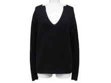 画像をギャラリービューアに読み込む, JIL SANDER ジルサンダー ニット Vネックセーター フェザーウェイト カシミヤ ブラック サイズ36 美品 中古 4b004795