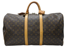 画像をギャラリービューアに読み込む, LOUIS VUITTON ルイヴィトン キーポル55 ボストンバッグ M41424 モノグラム PVC ヌメ革 旧型 ブラウン 良品 中古 4b004798