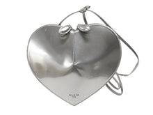 画像をギャラリービューアに読み込む, ALAIA アライア ハートシェイプ ロゴディテール ショルダーバッグ ジップポーチ レザー シルバー 美品 中古 4b004799