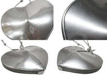 画像をギャラリービューアに読み込む, ALAIA アライア ハートシェイプ ロゴディテール ショルダーバッグ ジップポーチ レザー シルバー 美品 中古 4b004799