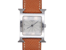 Load image into Gallery viewer, HERMES エルメス 腕時計 Hウォッチ クオーツ HH1.210 ステンレス レザー ブラウン シルバー金具 美品 中古 4b004804