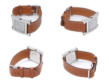 Load image into Gallery viewer, HERMES エルメス 腕時計 Hウォッチ クオーツ HH1.210 ステンレス レザー ブラウン シルバー金具 美品 中古 4b004804