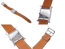Load image into Gallery viewer, HERMES エルメス 腕時計 Hウォッチ クオーツ HH1.210 ステンレス レザー ブラウン シルバー金具 美品 中古 4b004804