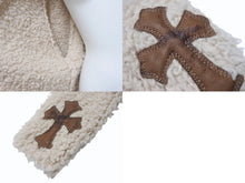 Load image into Gallery viewer, CHROME HEARTS クロムハーツ カシミヤ カーディガン サイズM CHクロスレザーパッチ クロスボールボタン ベージュ 美品 中古 4b004808