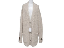 Load image into Gallery viewer, CHROME HEARTS クロムハーツ カシミヤ カーディガン サイズM CHクロスレザーパッチ クロスボールボタン ベージュ 美品 中古 4b004808
