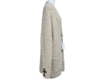 Load image into Gallery viewer, CHROME HEARTS クロムハーツ カシミヤ カーディガン サイズM CHクロスレザーパッチ クロスボールボタン ベージュ 美品 中古 4b004808