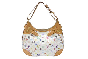 極美品 LOUIS VUITTON ルイヴィトン ショルダーバッグ グレタ M40195 モノグラム マルチカラー ホワイト 中古4b003525