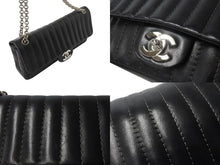 Load image into Gallery viewer, CHANEL シャネル マドモアゼル ダブルフラップ チェーンショルダーバッグ 10番台 ラムスキン ブラック シルバー金具 美品 中古 4b004827